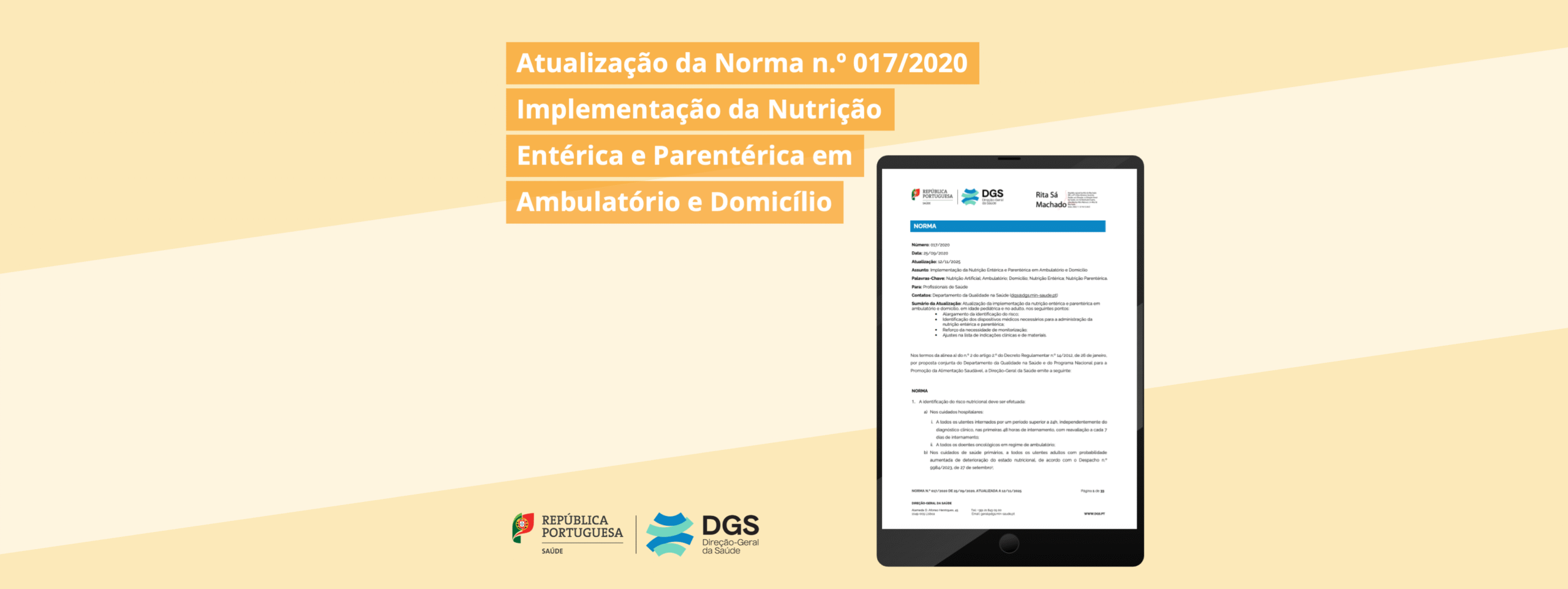 Atualização da Norma n.º 017/2020, Implementação da Nutrição Entérica e Parentérica em Ambulatório e Domicílio 2